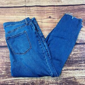 Old Navy Women’s Mid-Rise Rockstar Skinny Distress Jeans Sz 14 Med Wash Stretch